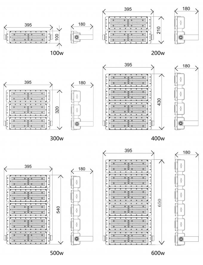 Goedkope 100W module overstromingslichten IP65 waterdicht hoog stadion mast verlichting reflectoren 12