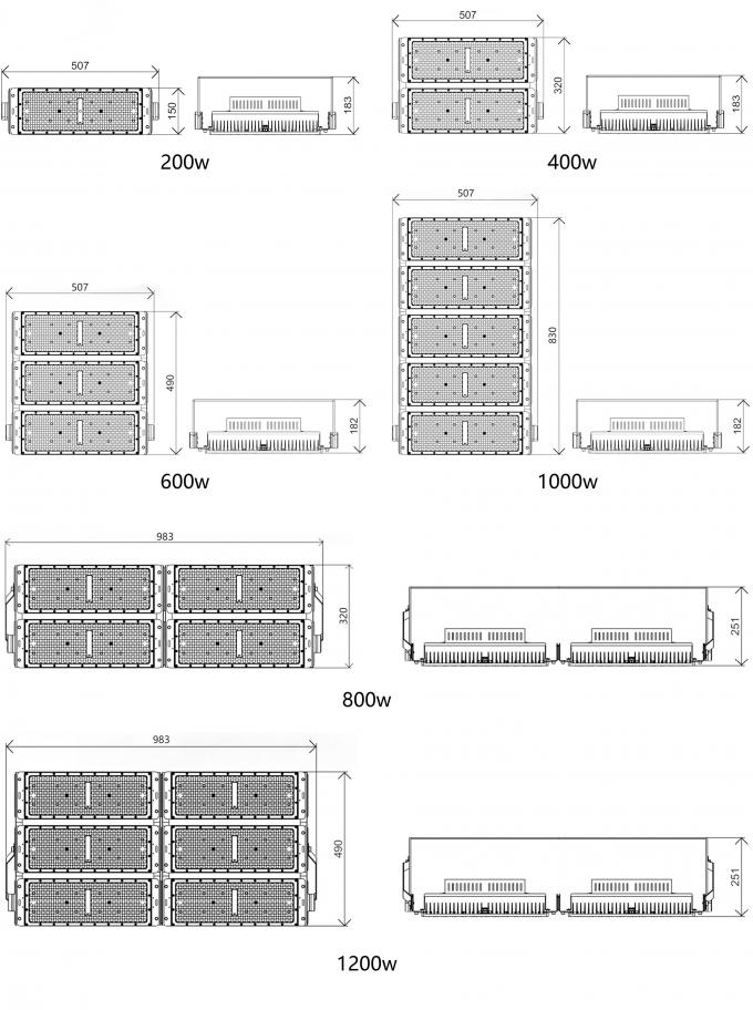 200W-module 400W 600W 800W 1200W Flood lichten voor sportstadion verlichting 6