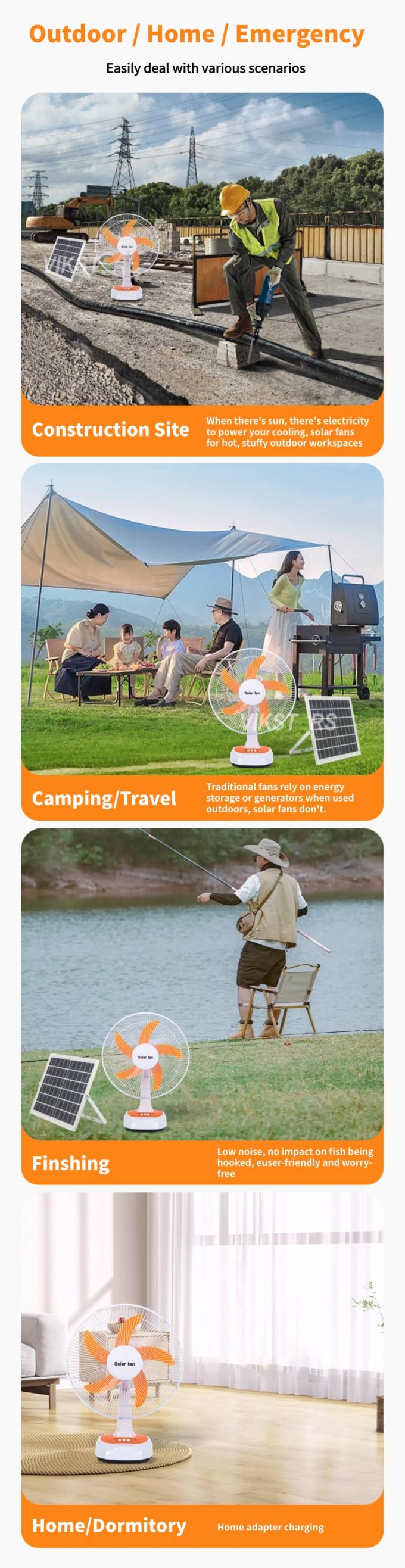 Voor Kamperen Noodgeval Zonne-energie Tafelventilator 16 Inch Energiebesparend Met Lampen 1
