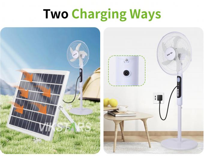 Zonne Staande Ventilator 16 inch met Licht Energiebesparend Voor Buiten Kamperen Vissen 8