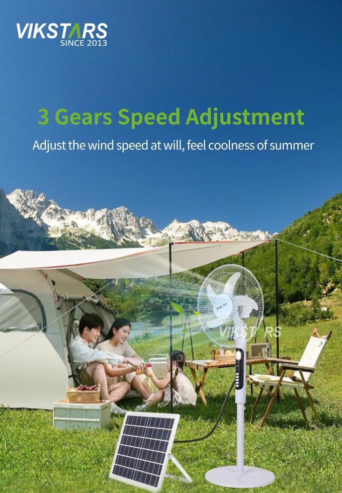 Zonne Staande Ventilator 16 inch met Licht Energiebesparend Voor Buiten Kamperen Vissen 14