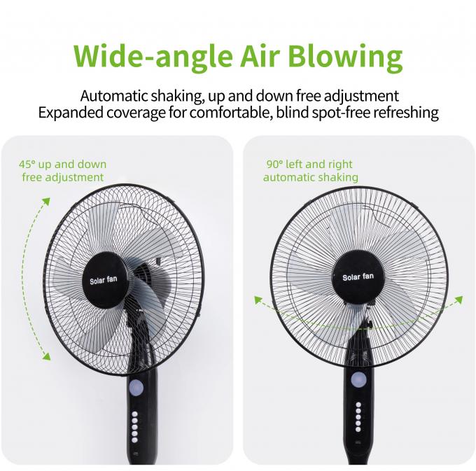 Best Verkopende 5-blads 16-inch Oplaadbare Solar Staande Ventilator met LED Licht met Paneel en Batterij Stand Vloer Solar Ventilator 11
