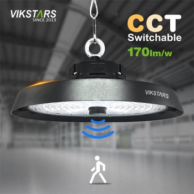 kopen 170lm/w High Lumen UFO High Bay Lights Ondersteuning 3CCT Met Beweging Sensor Warehouse Industrial Lamps online vervaardiging